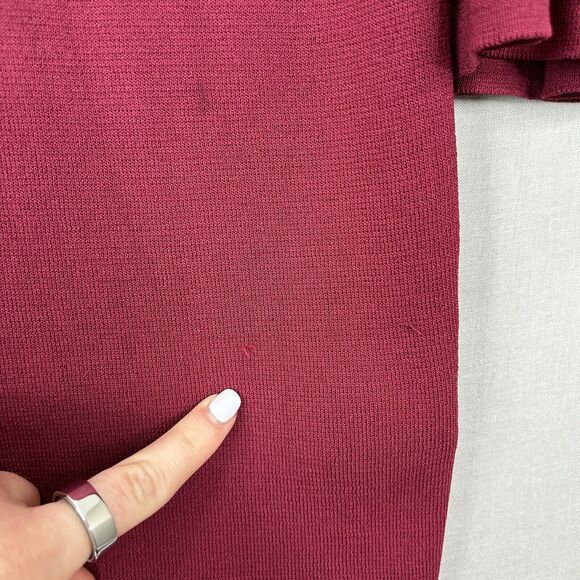 Bardot Arabella Sweater Dress Womens Medium Burgendy Bell Sleeve Holiday Preppy - Picture 10 of 15